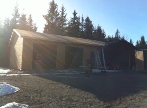 Garage addition to an existing building.